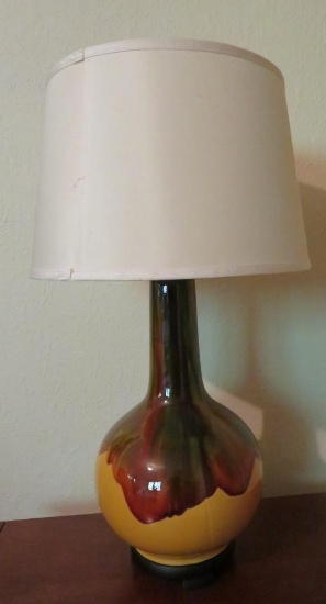 Ceramic table lamp, 24", working, multi colored glaze