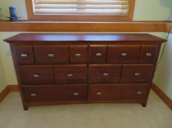 Large double dresser, six drawer, 66" long, 17" deep and 35" tall