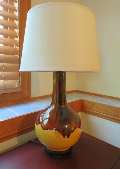 Ceramic table lamp, 24", working, multi colored glaze