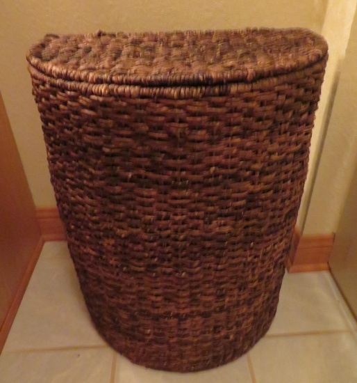 Rattan half moon shape hamper, 26" tall
