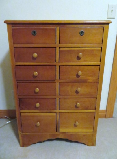 12 drawer pine chest, 26 1/2" x 15" and 39" tall