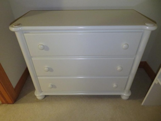 Little Folks white painted dresser, three drawers, 41" X 18", 32" tall