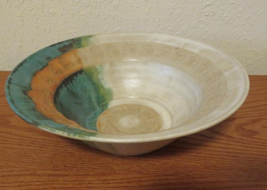 Pottery bowl, 12 1/2" diameter