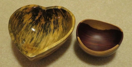 Two wooden bowls, 4 1/2" and 7"