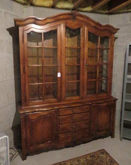 Large Ethan Allen China Cabinet, lighted, 66" x 20", 88" tall