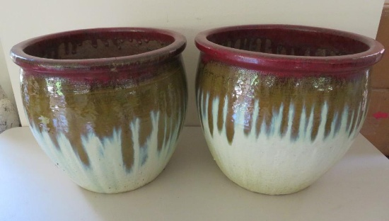 Two ceramic pots, 14" tall