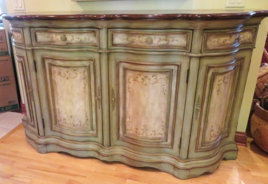 Thomasville chest cabinet, cottage painted, 76" long , 42 1/2" tall, and 22 1/2" deep