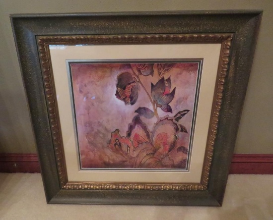 Framed Art, abstract floral, 26" x 26"