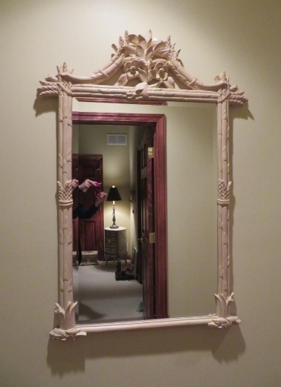 Oriental bamboo pattern hall mirror, 33" x 50"