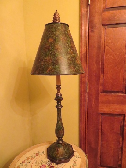 Bradbury Table lamp, Verdi green finish, working, 34"