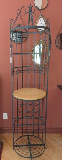 Wrought iron bakers / wine rack, 80" tall and 20" wide