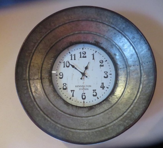 Metal wash tub style clock, Farmhouse clock, 22" round