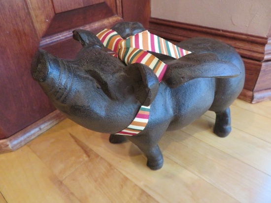 Cast iron winged pig, 7" tall and 10" long