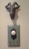 Door knob key holder and decorative ram head wall decor