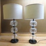 Two table lamps, glass, new, working, beaded bubble design, 33