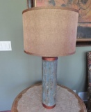 Slate table lamp with copper accents, 30