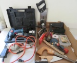 Assorted tool lot, drills, staplers, saws and screwdrivers