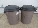 Two Rubbermaid Roughneck Garbage Cans, 20 gallons, used