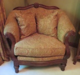 Thomasville over stuffed side chair with rosette design on back