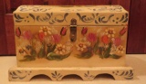 Covered rosemaled box, signed on top, 13 1/2