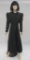 Vintage Black Walking Coat with hood, full length, Watt & Shand Lancaster Penna