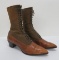 Lovely leather and canvas high top boots, marked Sterling Shoes on sole