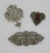 Lovely pins and dress clips, one marked Coro, 1 1/2