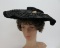 Velvet and crepe hat, floral pin, 14