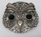 Sterling owl pin brooch with rhinestones, MMA Sterling 925 MAd, 2
