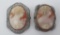 Two Lovely Cameo pins, 1 1/2