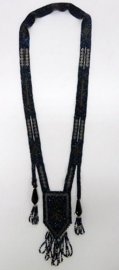 Micro bead flapper Deco Sautoir style necklace, 16"