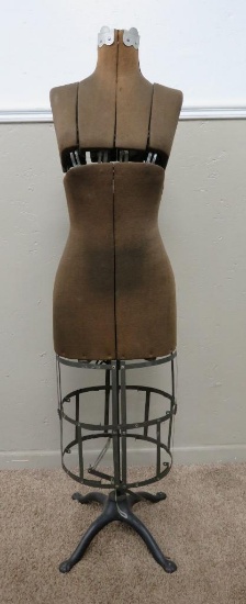 Vintage adjustable cage base dress form, 51"