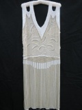 Flapper style beaded dress, ivory and white