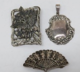 Three Sterling and 925 pin and pendant, 13/4