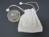 Beaded drawstring purse and coin purse strawberry metal top