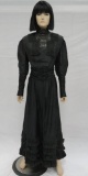 Black Taffeta and lace top with black skirt and belt