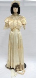 Period Wedding dress with handpainted wedding hanky, head piece, photos and fingerless gloves