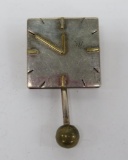 925 Silver clock pin, Laton Mexico 925, 2