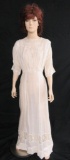 Linen dress, embroidered front, summer tea dress
