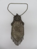 Ornate silver mesh purse with cobalt closure, 7