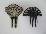 Two large period hair combs, 6