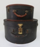 Two leather travel hat boxes,13 1/2
