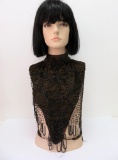 Beaded collar top, glass beads and netting,18