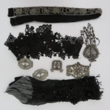 Beaded embellishment lot, black and silver