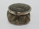 Grecian motif crochet and metal coin purse, pouch style, lift top, 2
