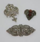 Lovely pins and dress clips, one marked Coro, 1 1/2