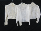 Three white and cream color blouses, cotton