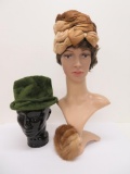 Two winter style hats and fur bun cover
