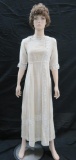 Cream colored ankle length tea dress with lace