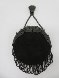 Black matte beaded purse with daffodil frame, 7